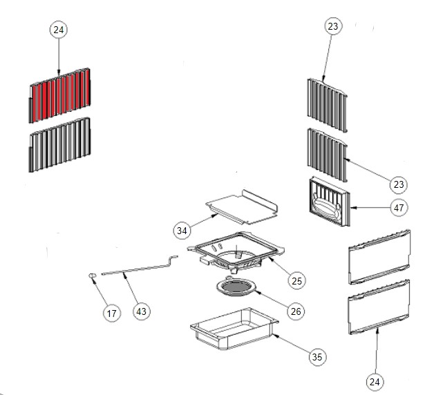 La Nordica Gemma Forno Seitenplatte links oben D Gussplatte