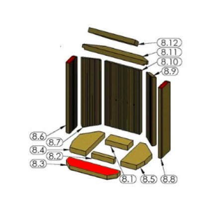 Oranier Clio 7 Bodenstein vorne mittig Vermiculitestein