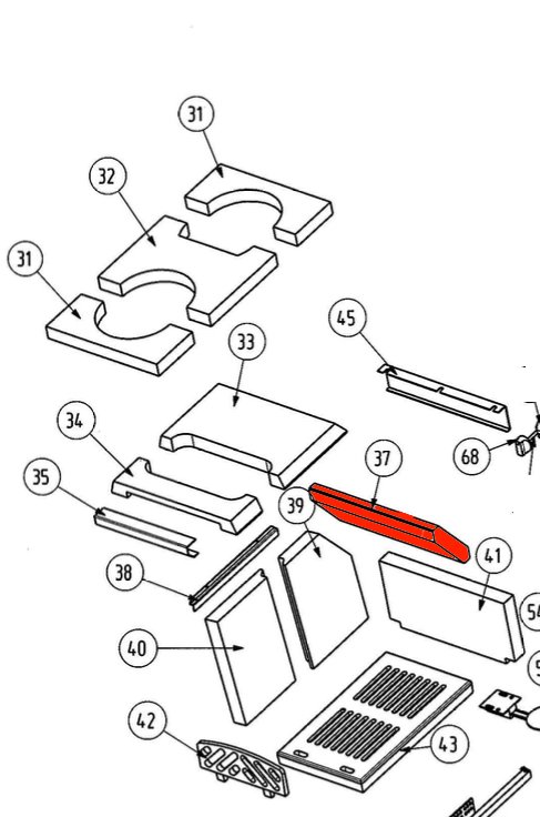 Wamsler W2-50 Rückwandstein oben Rauchumlenkstein