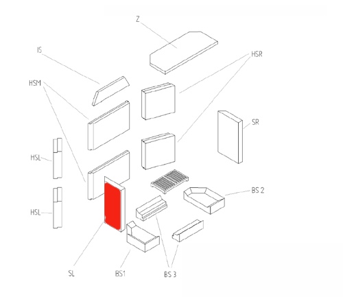 Haas+Sohn Alpes Pierre de paroi côté à gauche à l’avant pierre de la chambre de combustion