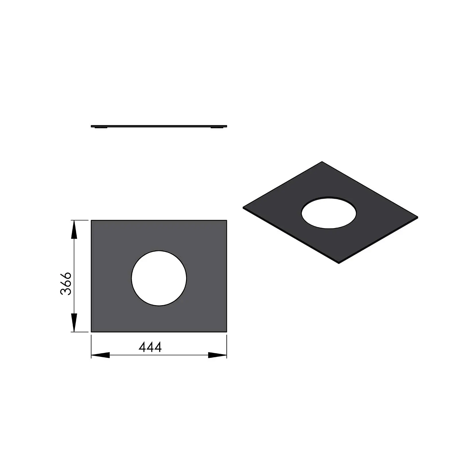 Termatech TT60W Afdekplaat Staal zwart