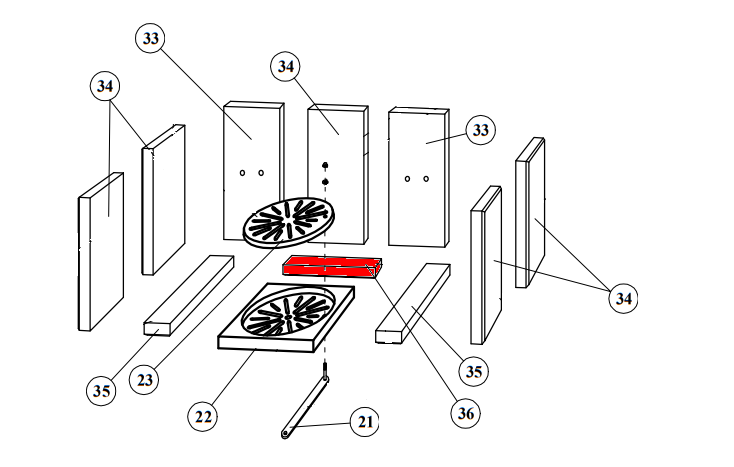 Fireplace Capri Bodenstein hinten Vermiculitestein