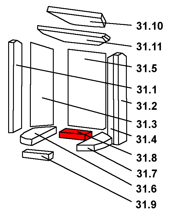 Oranier Pori 5 Bodenstein hinten B liegender Feuerraumstein