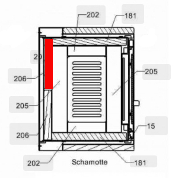 Haas+Sohn Pico 286.12 Rückwandstein rechts Feuerraumstein