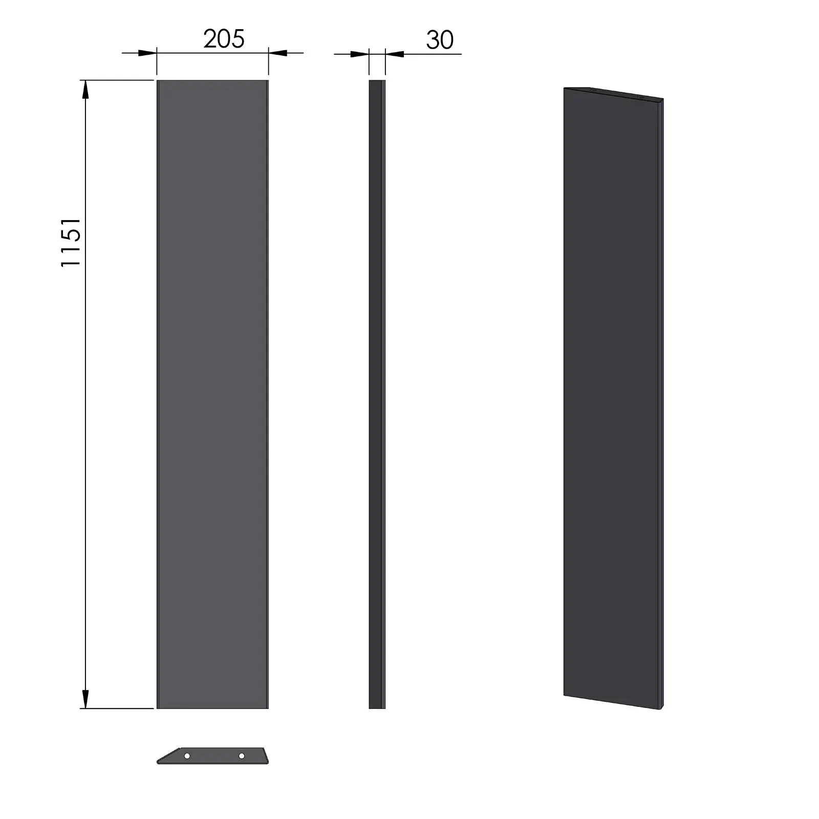 Termatech TT80 Zijpaneel rechts Staal zwart