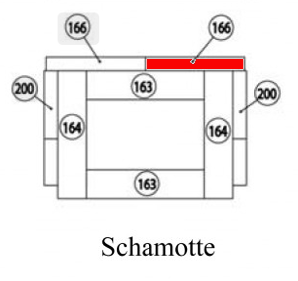 Haas+Sohn Vercellio 275.15 Pierre de paroi de fond à droite pierre de la chambre de combustion