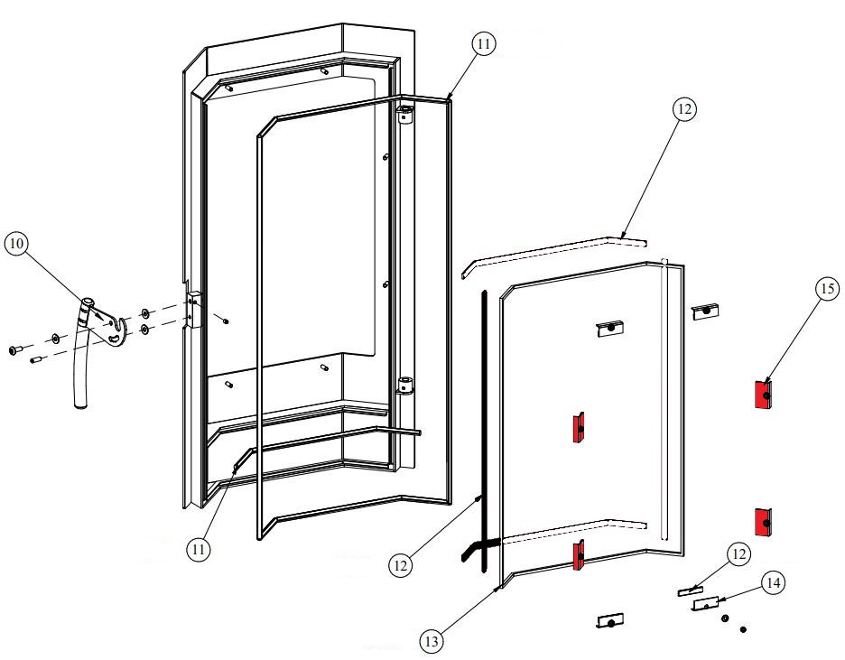 Fireplace Samba Scheibenhalter Set rechts/links Explosionszeichnung