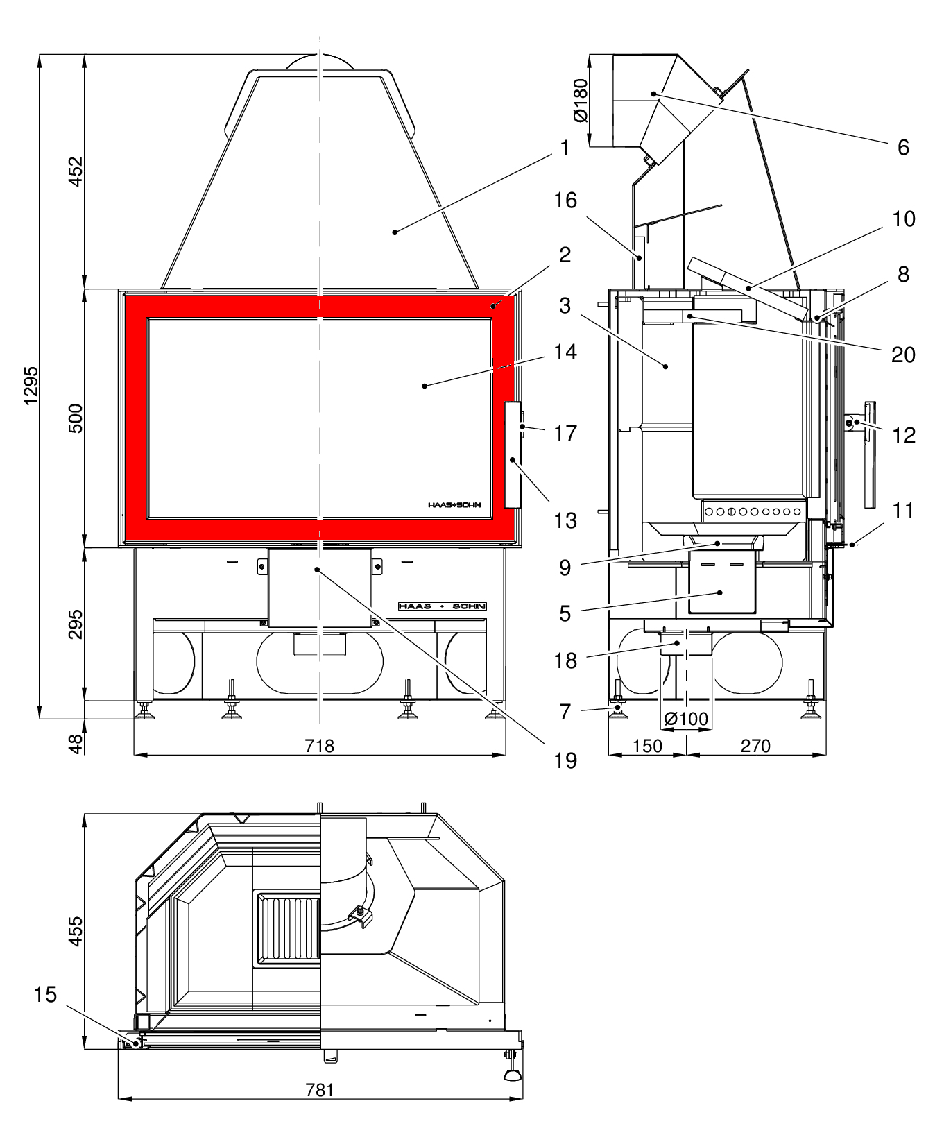 Haas-Sohn Komfort III 180.18 Verbrandingskamerdeur