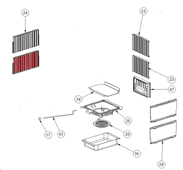 La Nordica Gemma Forno Seitenplatte links unten D Gussplatte