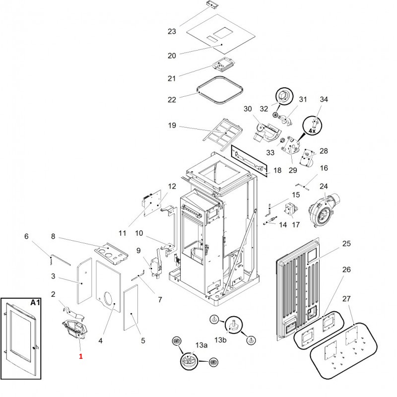 Haas+Sohn Pelletto III 434.08 pot de combustion