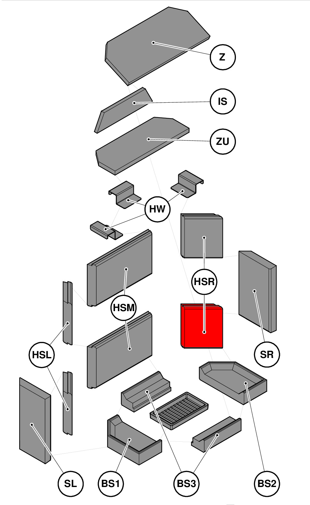 Haas+Sohn Opus 168.18 Seitenstein rechts hinten unten Schamottestein