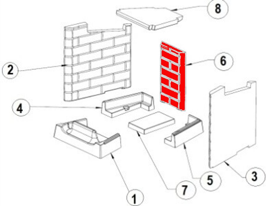 Austroflamm Ceres 450/680 Achterste muur steen C