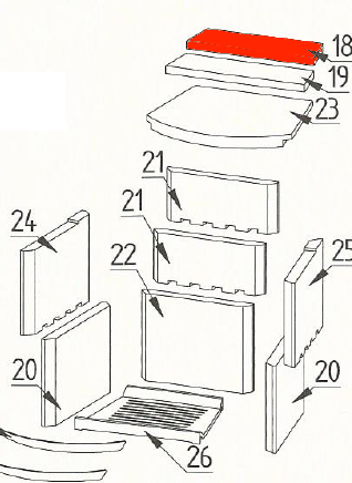 Fireplace Delos Rondo Ker Zugumlenkung oben Prallplatte