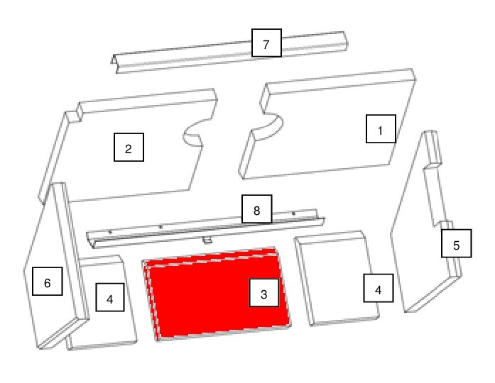 Wamsler F-Box Rückwandstein mittig Schamotte