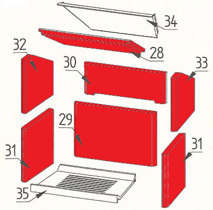 Fireplace Dalma Feuerraumauskleidung Explosionszeichnung