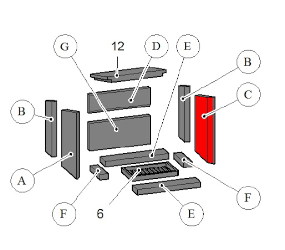 Haas+Sohn Pyrus easy 294.15 Seitenstein rechts vorne Schamottestein