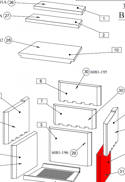 Fireplace Havanna C Seitenstein rechts unten Vermiculitestein