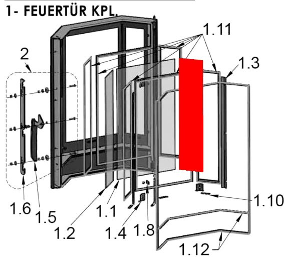 Justus P50-8 Sichtscheibe links B Scheibe