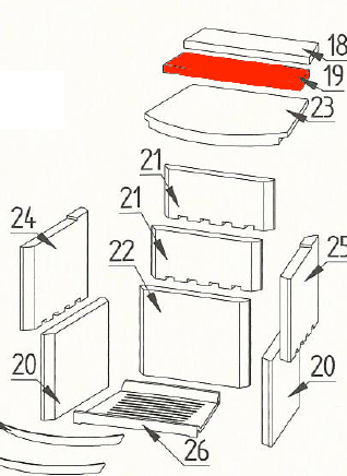 Fireplace Delos Rondo Ker Zugumlenkung mittig Rauchumlenkstein