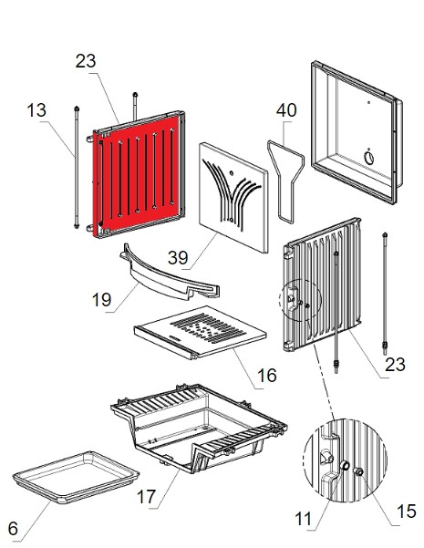 La Nordica Focolare 70 Tondo Zijplaat links C